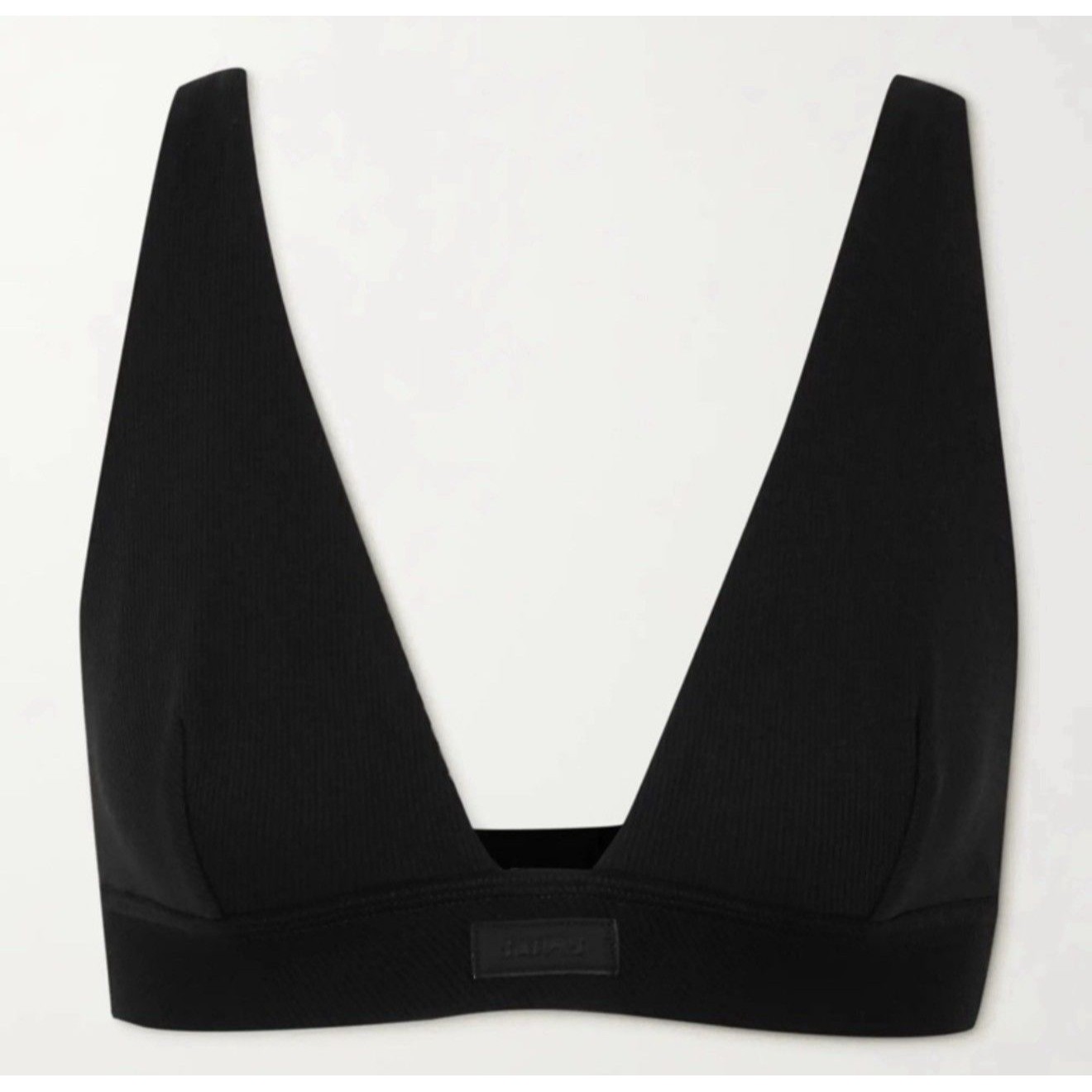 Skims Cotton Ribbed Plunge Bralette In Black Sz Small New